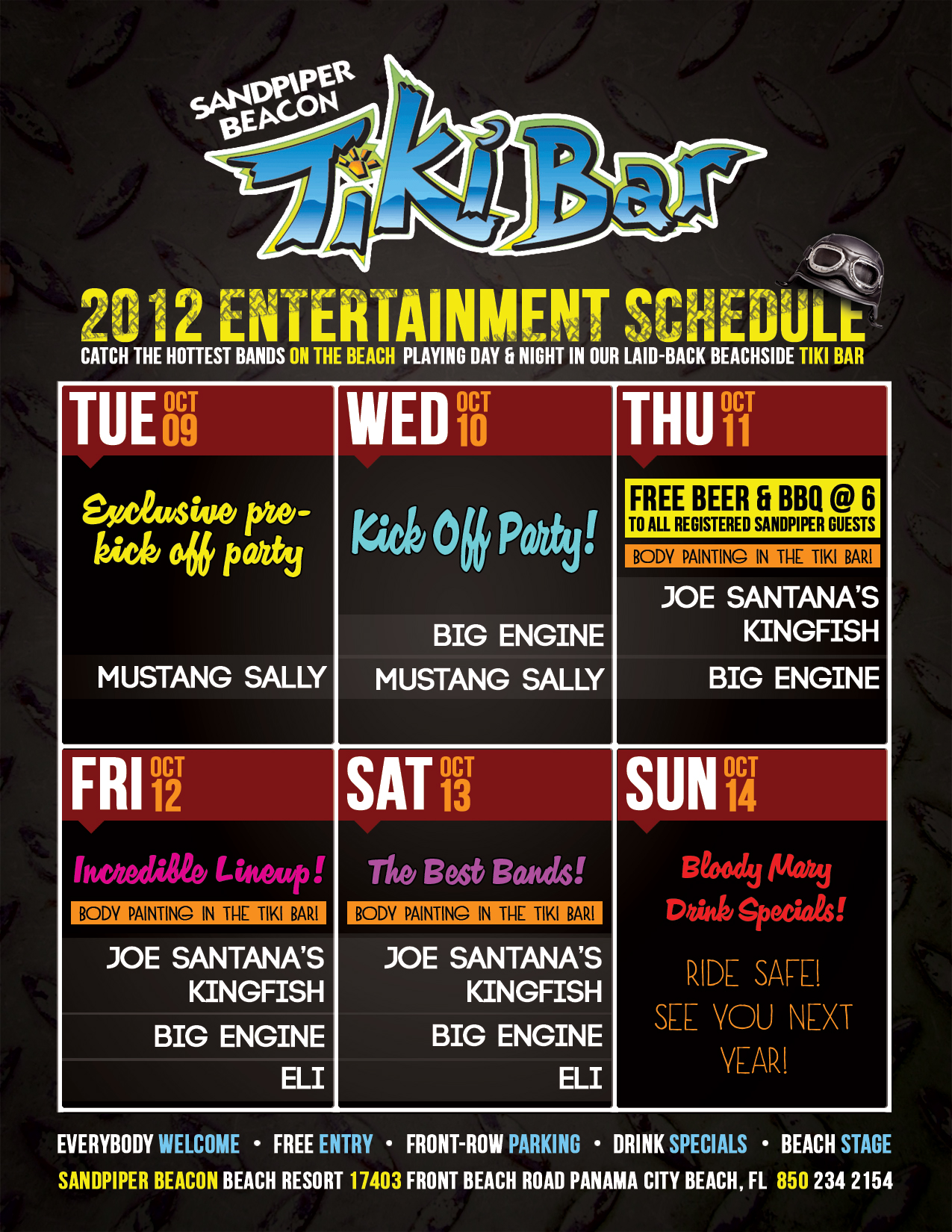 Thunder Beach Fall 2012 Schedule