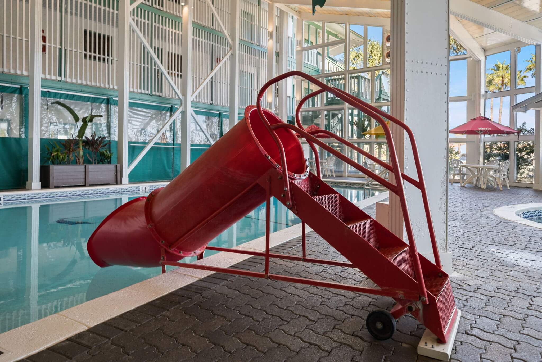 Indoor Pool with Slide at Panama City Beachfront Resort